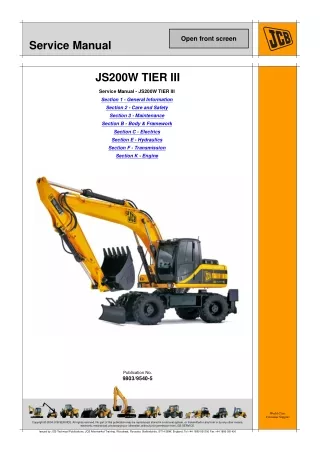 JCB JS200W AUTO TIER3 WHEELED EXCAVATOR Service Repair Manual