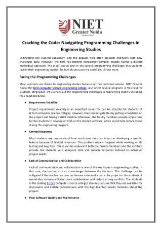 Cracking the Code: Navigating Programming Challenges in Engineering Studies