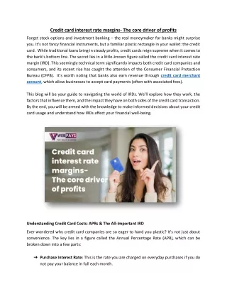 Credit card interest rate margins