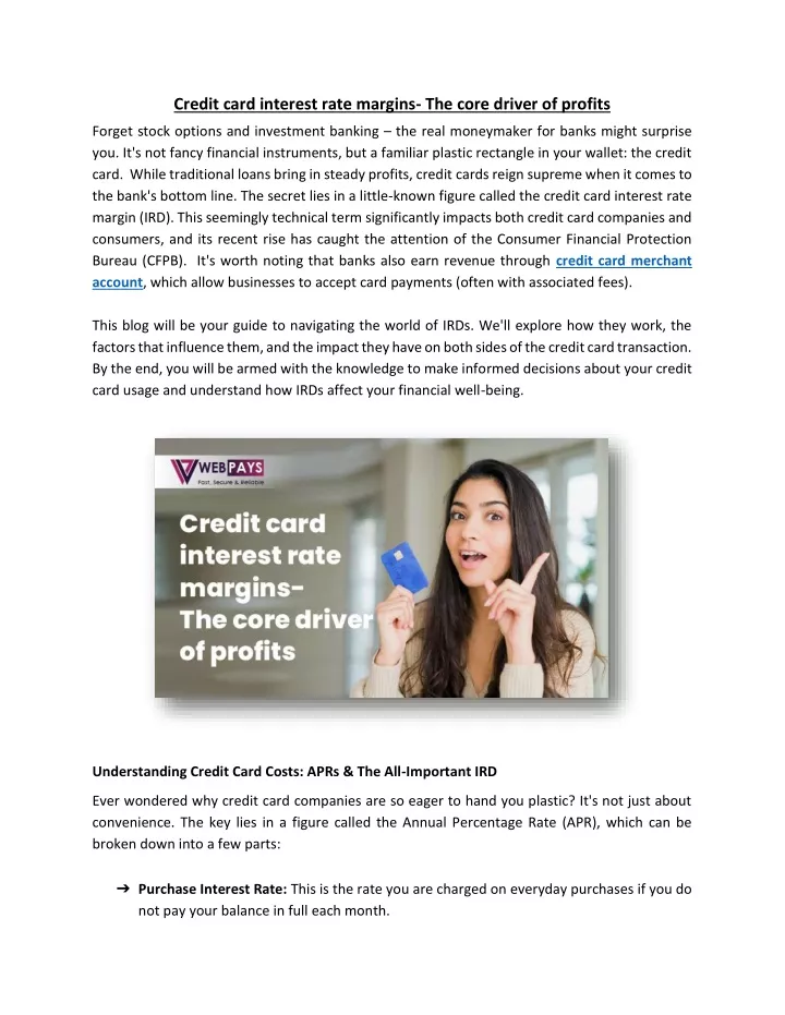 credit card interest rate margins the core driver