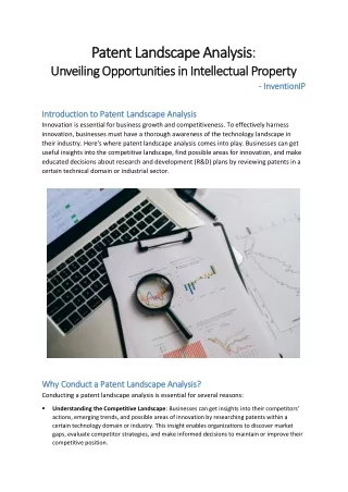 Patent Landscape Analysis: Unveiling Opportunities in Intellectual Property