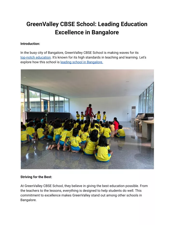 greenvalley cbse school leading education