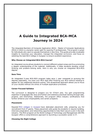 A Guide to Integrated BCA-MCA Journey in 2024