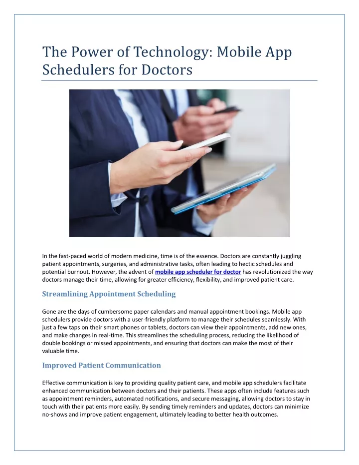 the power of technology mobile app schedulers