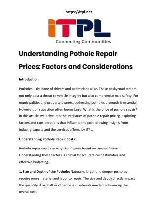 Understanding Pothole Repair Prices