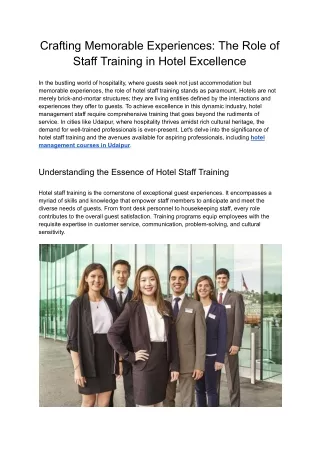 Crafting Memorable Experiences_ The Role of Staff Training in Hotel Excellence