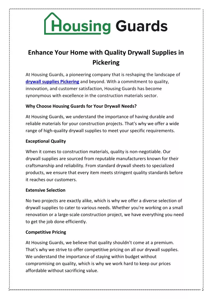 enhance your home with quality drywall supplies