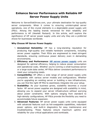 Enhance Server Performance with Reliable HP Server Power Supply Units