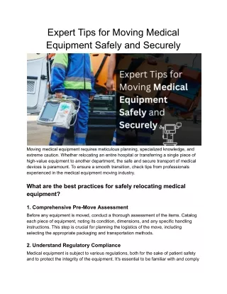 Expert Tips for Moving Medical Equipment Safely and Securely