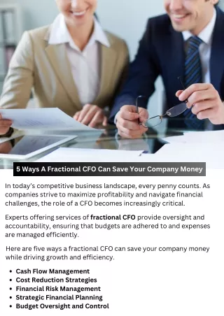 5 Ways A Fractional CFO Can Save Your Company Money