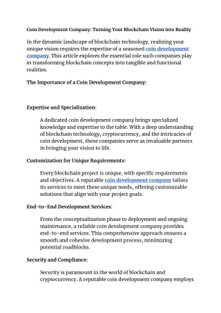 coin development company turning your blockchain