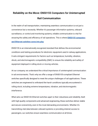 Reliability on the Move_ EN50155 Computers for Uninterrupted Rail Communication