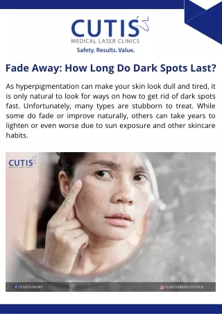 Fade Away How Long Do Dark Spots Last
