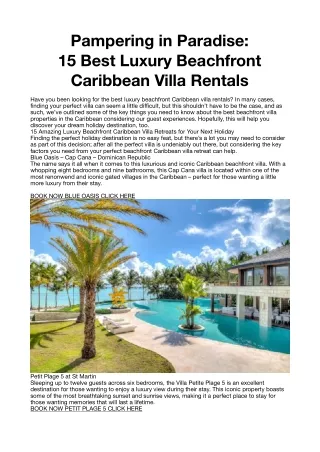 15 Luxury Beachfront villas in the caribbean