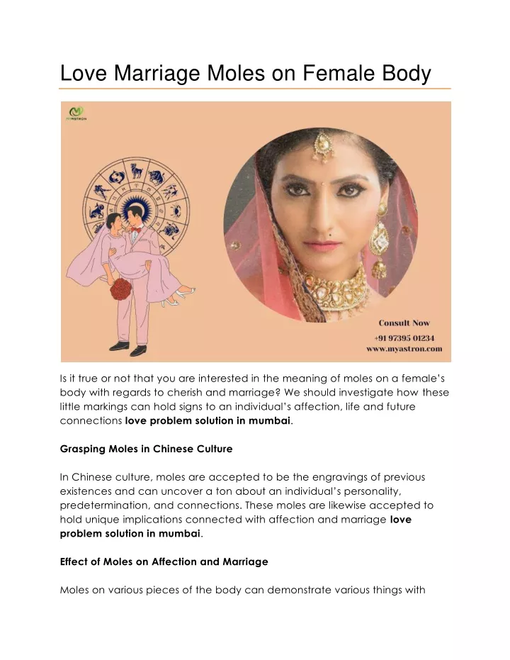 love marriage moles on female body