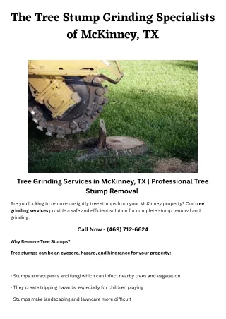 The Tree Stump Grinding Specialists of McKinney, TX