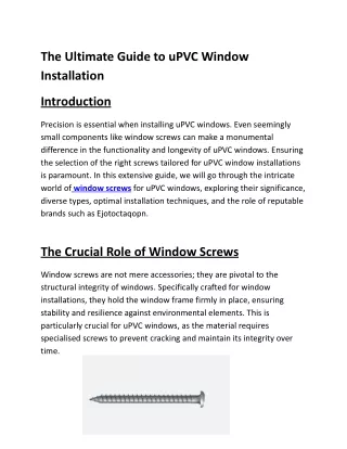 The Ultimate Guide to uPVC Window Installation