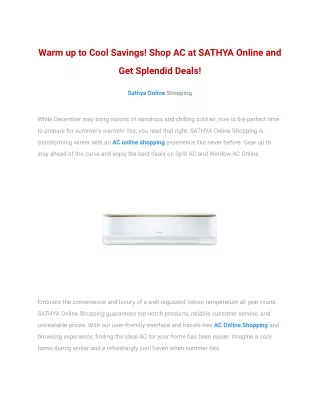 Buy Split AC Online at Sathya Online Shopping