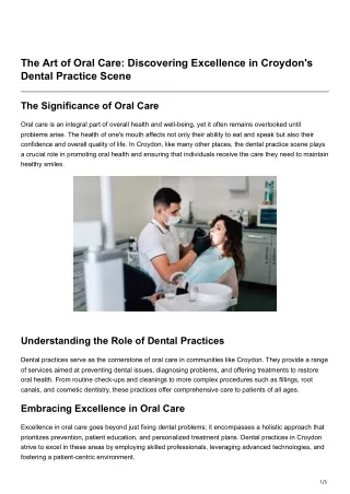 The Art of Oral Care Discovering Excellence in Croydons Dental Practice Scene