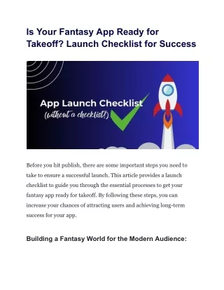Is Your Fantasy App Ready for Takeoff