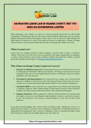 Orange County lemon law lawyer