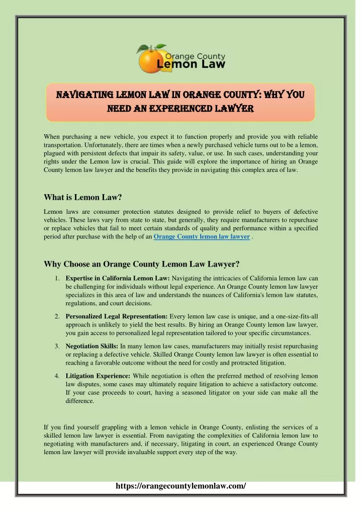 navigating lemon law in orange county