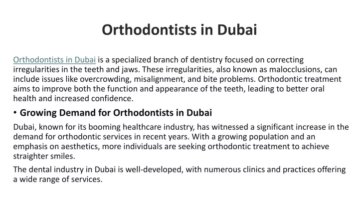 orthodontists in dubai