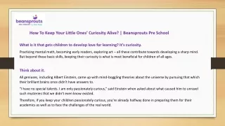 How To Keep Your Little Ones’ Curiosity Alive - Beansprouts Pre School