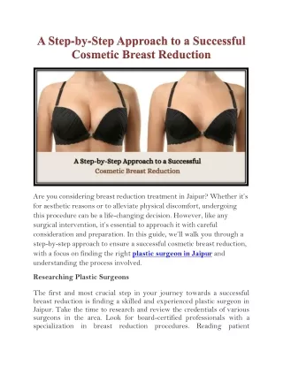 A Step-by-Step Approach to a Successful Cosmetic Breast Reduction