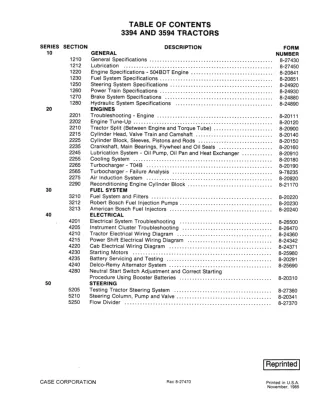 CASE IH 3594 Tractor Service Repair Manual