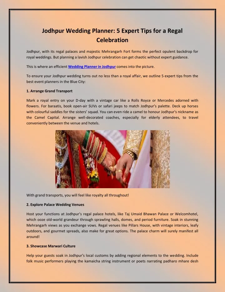 jodhpur wedding planner 5 expert tips for a regal