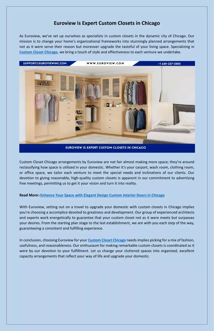 euroview is expert custom closets in chicago