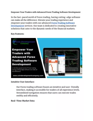 Empower Your Traders with Advanced Forex Trading Software Development