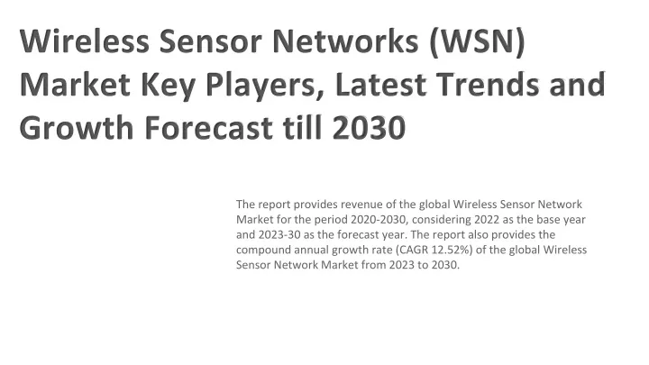 wireless sensor networks wsn market key players