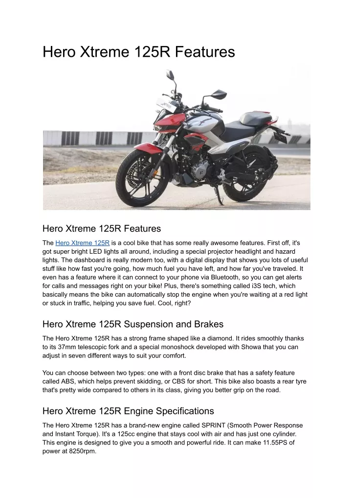 hero xtreme 125r features