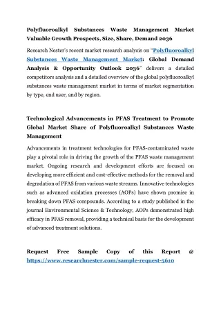 Polyfluoroalkyl Substances Waste Management Market Trends Analysis 2036