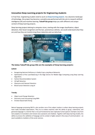 innovative deep learning projects for engineering
