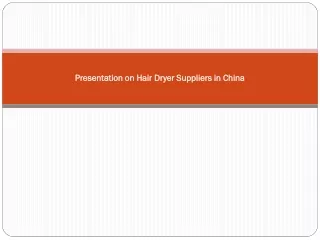 Presentation on Hair Dryer Suppliers in China