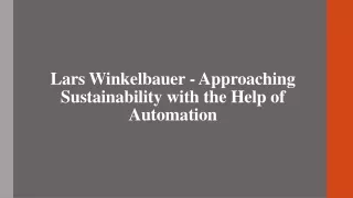 Lars Winkelbauer - Approaching Sustainability with the Help of Automation