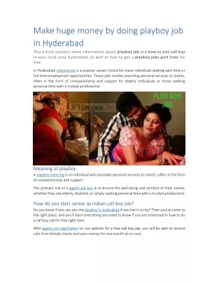 Make huge money by doing playboy job in Hyderabad