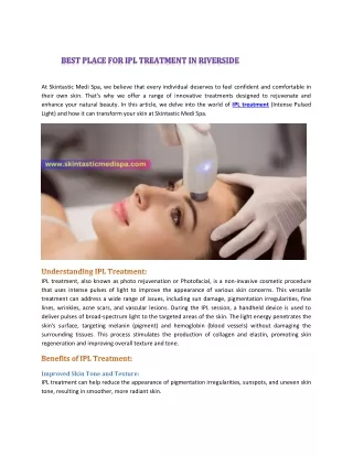 Best Place for IPL Treatment in Riverside