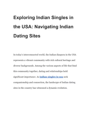 exploring indian singles in