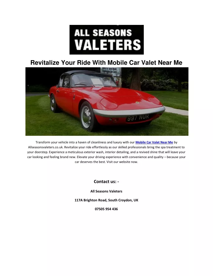 revitalize your ride with mobile car valet near me