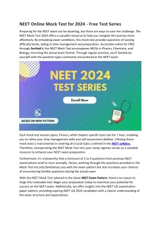 NEET Online Mock Test for 2024