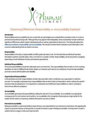 Discerning Differences Responsibility vs. Accountability Explained