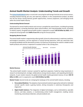 Animal Health Market Analysis