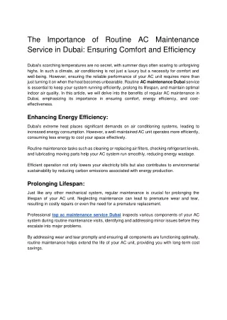 The Importance of Routine AC Maintenance Service in Dubai_ Ensuring Comfort and Efficiency