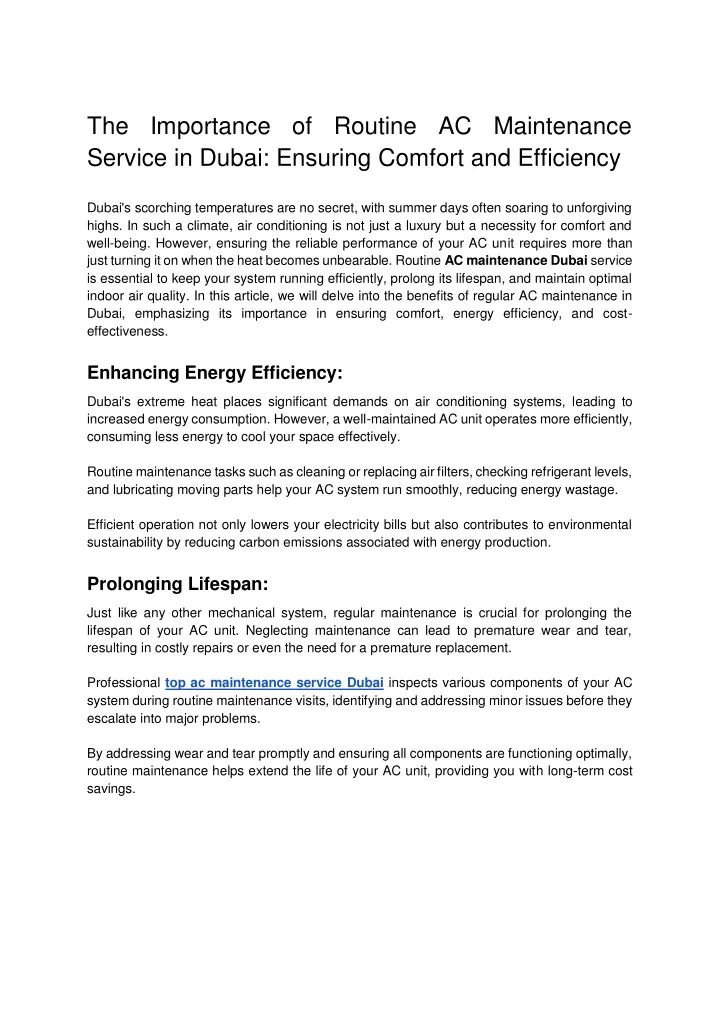 the importance of routine ac maintenance service