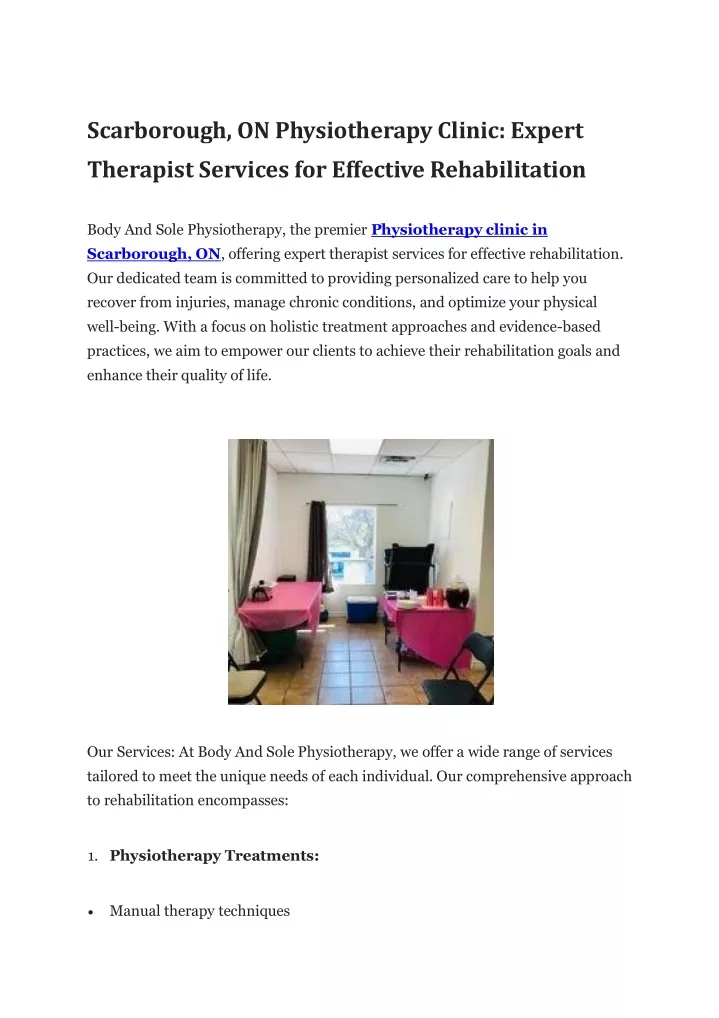 scarborough on physiotherapy clinic expert