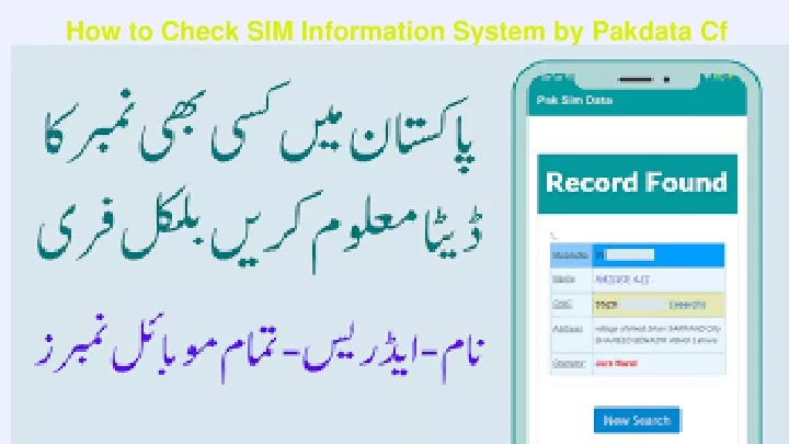 how to check sim information system by pakdata cf